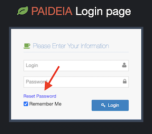 Reset Password link location OLS log-in page with reset password highlighted in lower left corner